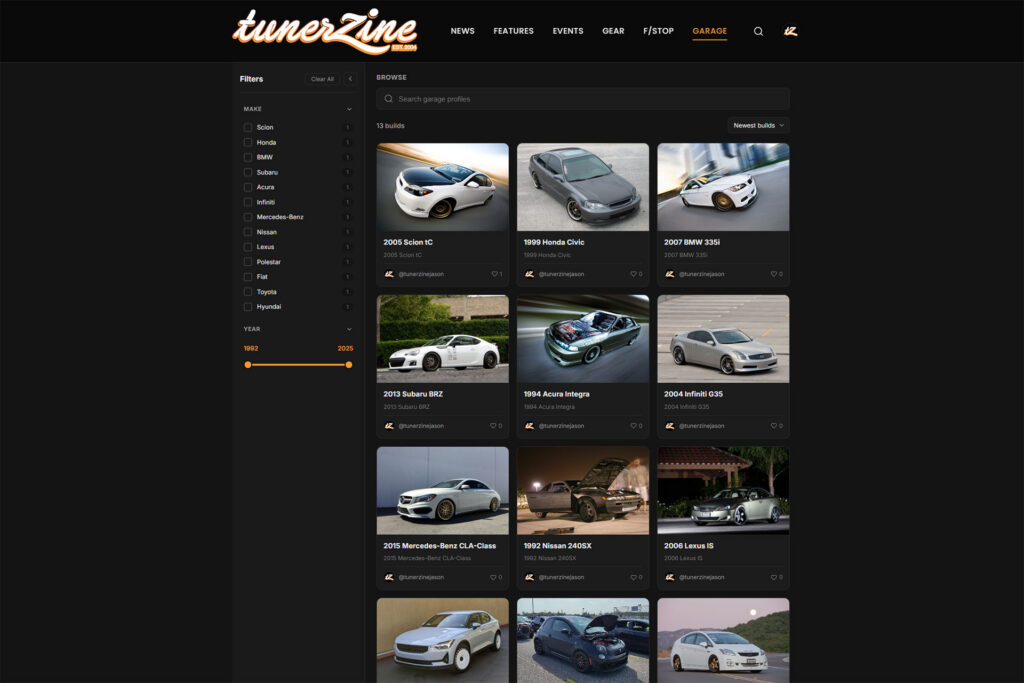 Tunerzine Garage brings your cars, photos, and mod lists together in one place | Image: Tunerzine