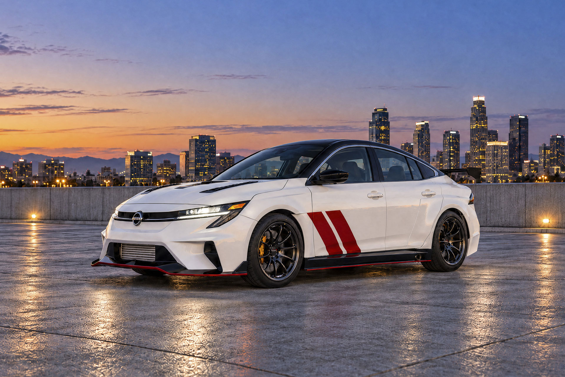 The Nissan Sentra Spec-V concept in its BOMEX widebody kit on 19-inch NISMO LM-RS1 wheels | Image: Nissan